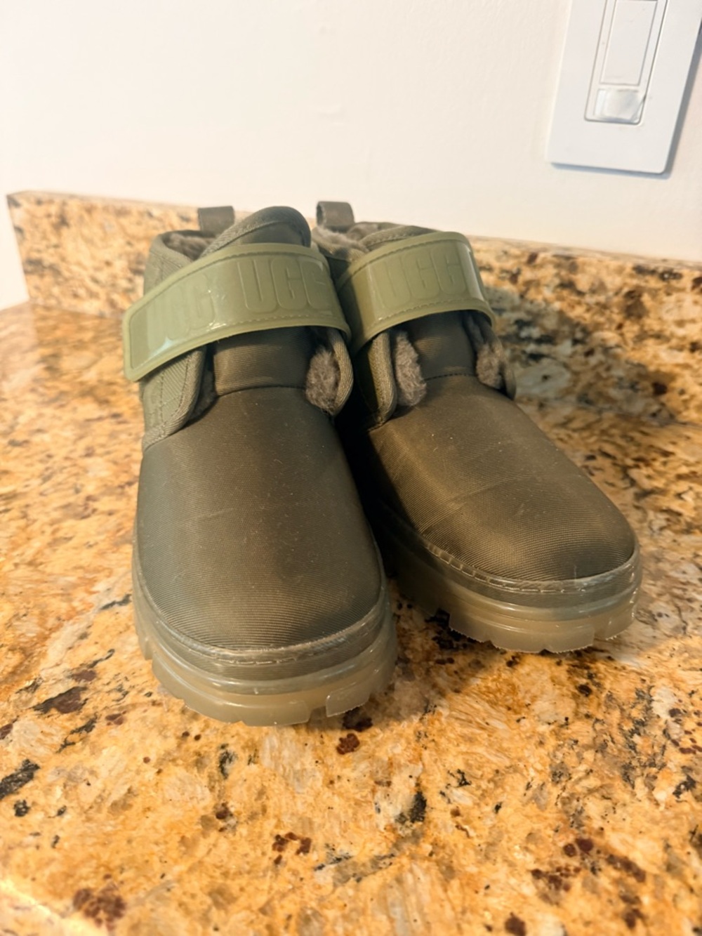 UGG Neumel Monogram Olive Green Waterproof Boots
